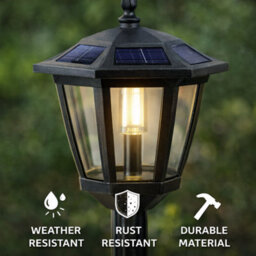 Billtix Post Light Solar Lamp Outdoor Garden Lantern Waterproof Patio Lighting Pathway Stake 1M Black Led Solar Powered - thumbnail 6