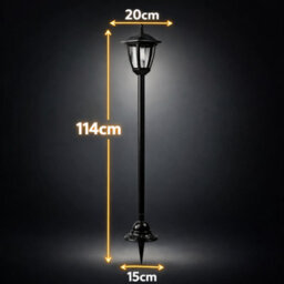 Billtix Post Light Solar Lamp Outdoor Garden Lantern Waterproof Patio Lighting Pathway Stake 1M Black Led Solar Powered - thumbnail 5