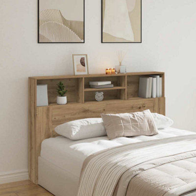 Berkfield Headboard Cabinet Artisan Oak 160X19X103.5 Cm Engineered Wood - image 1