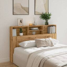 Berkfield Headboard Cabinet Artisan Oak 160X19X103.5 Cm Engineered Wood - thumbnail 3