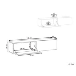 Beliani Wall Mounted Tv Stand Gladstone Red - thumbnail 3
