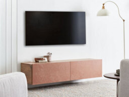 Beliani Wall Mounted Tv Stand Gladstone Red - thumbnail 2