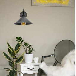 Industrial Vintage Swan Neck Wall Light Brushed Silver Metal Cone Shade E27 With Bulb - thumbnail 4