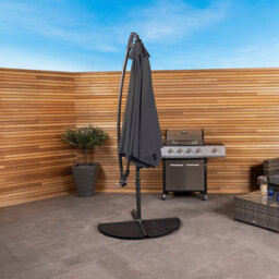 Charles Bentley 3M Hanging Banana Cantilever Garden Umbrella - Grey - thumbnail 2