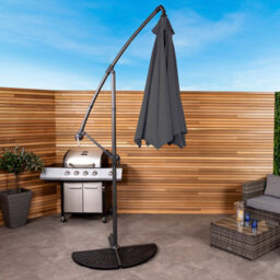 Charles Bentley 3M Hanging Banana Cantilever Garden Umbrella - Grey - thumbnail 3