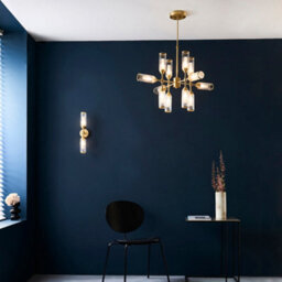 Brass Ceiling Pendant Light - 12 Bulb Lamp Fitting - Frosted Glass Diffusers - thumbnail 5