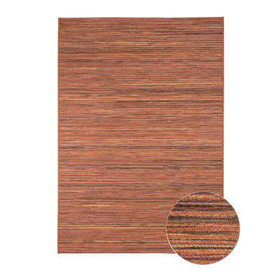 Orange Striped Outdoor Rug, Striped Stain-Resistant Rug For Patio, Garden, Deck 5mm Modern Outdoor Rug-60Cm X 110Cm