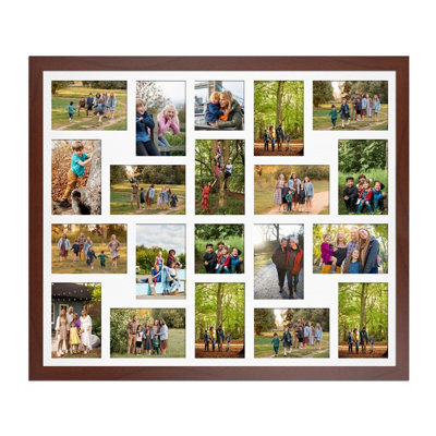 AK Frames 80X70Cm Rose Wood Modern Multi Photo Frame With White Mount - Holds 20 Apertures (18X) 6X4, (2X) 4X4 Photos - image 1