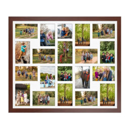 AK Frames 80X70Cm Rose Wood Modern Multi Photo Frame With White Mount - Holds 20 Apertures (18X) 6X4, (2X) 4X4 Photos - thumbnail 1