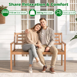 Gainoom 119 Cm Outdoor Loveseat Bench 2-Person Patio Acacia Wood Garden Chair - thumbnail 5