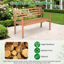 Gainoom 119 Cm Outdoor Loveseat Bench 2-Person Patio Acacia Wood Garden Chair - thumbnail 7
