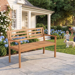 Gainoom 119 Cm Outdoor Loveseat Bench 2-Person Patio Acacia Wood Garden Chair - thumbnail 3