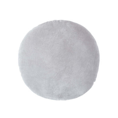 Homescapes Light Grey Velvet Cushion, 40 Cm Round - image 1