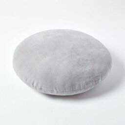 Homescapes Light Grey Velvet Cushion, 40 Cm Round - thumbnail 3