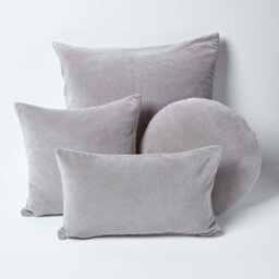 Homescapes Light Grey Velvet Cushion, 40 Cm Round - thumbnail 5