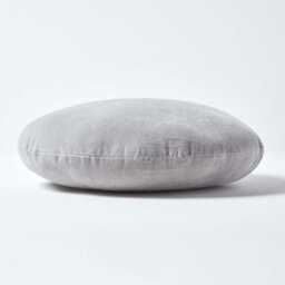 Homescapes Light Grey Velvet Cushion, 40 Cm Round - thumbnail 2