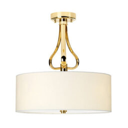 Elstead Falmouth 3 Light Semi Flush Bathroom Ceiling Light Gold Ip44, G9