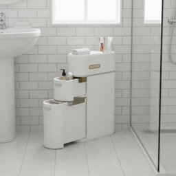 2 Drawers White Narrow Slim Storage Cabinet For Bathroom - thumbnail 4