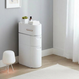2 Drawers White Narrow Slim Storage Cabinet For Bathroom - thumbnail 1