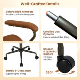 Costway Office Chair Swivel Suede Fabric Desk Chair Executive Task Chair-Brown - thumbnail 6