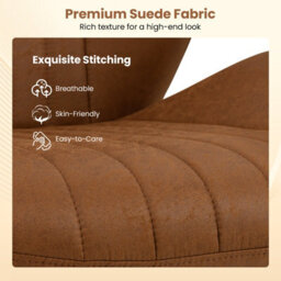 Costway Office Chair Swivel Suede Fabric Desk Chair Executive Task Chair-Brown - thumbnail 3