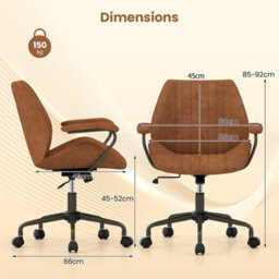 Costway Office Chair Swivel Suede Fabric Desk Chair Executive Task Chair-Brown - thumbnail 9