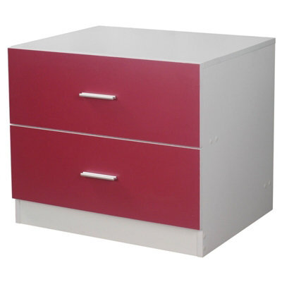 Urbn-Living Urbnliving Height 51.5Cm 2 Drawer Wooden Kids Bedroom Chest Cabinet Pink Colour Modern Storage Cupboard Wide - image 1