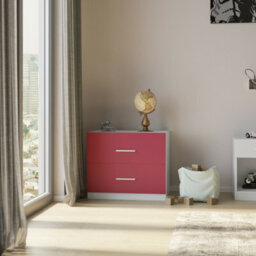 Urbn-Living Urbnliving Height 51.5Cm 2 Drawer Wooden Kids Bedroom Chest Cabinet Pink Colour Modern Storage Cupboard Wide - thumbnail 2