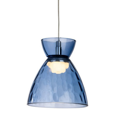 Luminosa Lighting Luminosa Royale Dome Pendant Chrome With Blue Decorative Glass 3W Led 330Lm 3000K