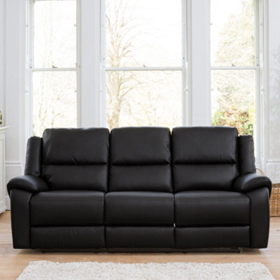 Brookhaven 216Cm Wide Black Bonded Leather 3 Seat Electric Reclining Sofa With Independently Reclining Left And Right Hand Seats
