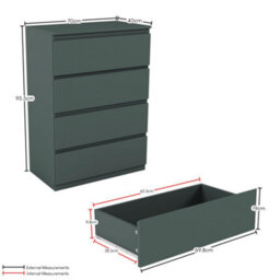Lassic Vida Designs Denver Green 4 Drawer Chest Of Drawers (H) 960mm (W) 700mm (D) 400mm - thumbnail 3