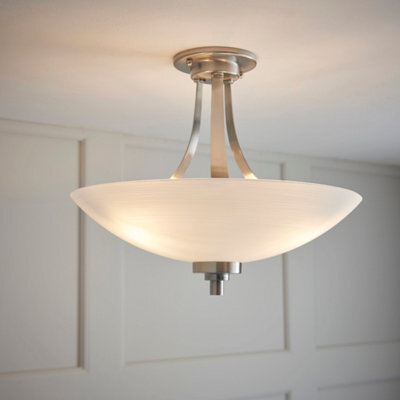 Anson Lighting Ellscott 3Lt Flush Light Finished In Satin Chrome Plate And White Glass - image 1