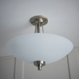 Anson Lighting Ellscott 3Lt Flush Light Finished In Satin Chrome Plate And White Glass - thumbnail 3