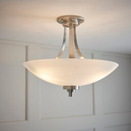 Anson Lighting Ellscott 3Lt Flush Light Finished In Satin Chrome Plate And White Glass