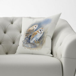 Warren Reed Designer Barn Ano Owls Watercolour Cushions 60Cm X 60Cm - thumbnail 2
