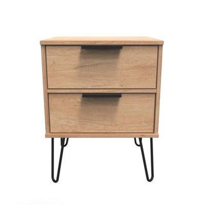 Osaka 2 Drawer Compact Bedside Cabinet In Nebraska Oak (Ready Assembled) - image 1