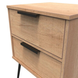 Osaka 2 Drawer Compact Bedside Cabinet In Nebraska Oak (Ready Assembled) - thumbnail 4