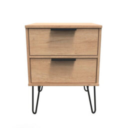 Osaka 2 Drawer Compact Bedside Cabinet In Nebraska Oak (Ready Assembled) - thumbnail 1