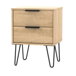 Osaka 2 Drawer Compact Bedside Cabinet In Nebraska Oak (Ready Assembled) - thumbnail 6