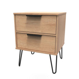Osaka 2 Drawer Compact Bedside Cabinet In Nebraska Oak (Ready Assembled) - thumbnail 3