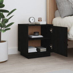 Berkfield Bedside Cabinet Black 40X34X45 Cm Solid Wood Pine - thumbnail 3