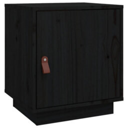 Berkfield Bedside Cabinet Black 40X34X45 Cm Solid Wood Pine - thumbnail 2