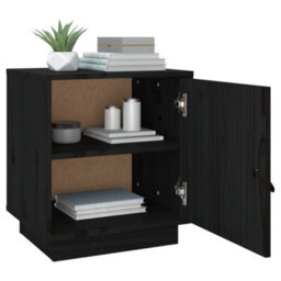 Berkfield Bedside Cabinet Black 40X34X45 Cm Solid Wood Pine - thumbnail 5