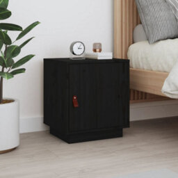 Berkfield Bedside Cabinet Black 40X34X45 Cm Solid Wood Pine - thumbnail 1
