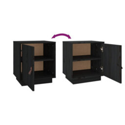 Berkfield Bedside Cabinet Black 40X34X45 Cm Solid Wood Pine - thumbnail 9