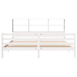 Berkfield Bookcase Bed Without Mattress White 180X200 Cm Super King Solid Wood Pine - thumbnail 4