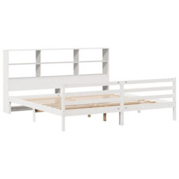 Berkfield Bookcase Bed Without Mattress White 180X200 Cm Super King Solid Wood Pine - thumbnail 3