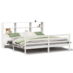 Berkfield Bookcase Bed Without Mattress White 180X200 Cm Super King Solid Wood Pine - thumbnail 2