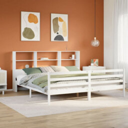 Berkfield Bookcase Bed Without Mattress White 180X200 Cm Super King Solid Wood Pine - thumbnail 1