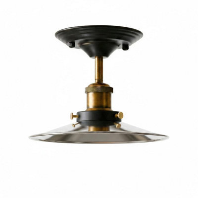 Vintage Semi Flush Mount Ceiling Light Fixture E27 Base Metal Lamp Shade For Kitchen, Living Room Chrome Without Bulb - image 1
